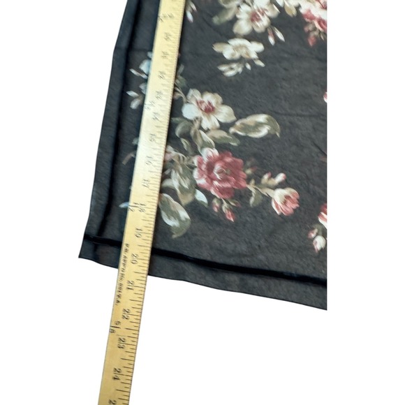 Laura Ashley Floral Scarf Lightweight Black Sheer Velvet Trimmed Accent - Picture 3 of 4
